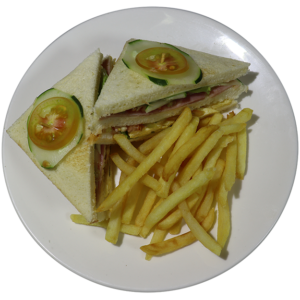 Ham Cheese and Egg with Fries